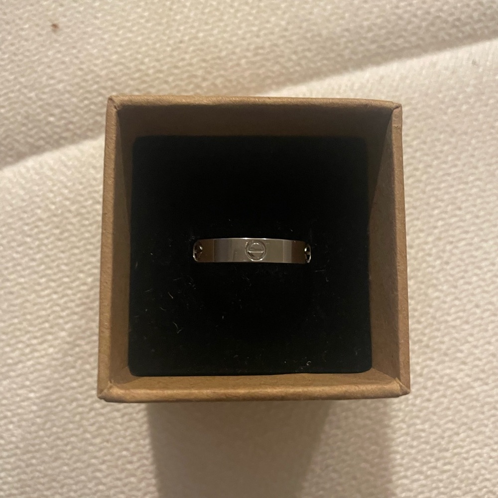 Silver Ring with Engraved Logo womens size 8